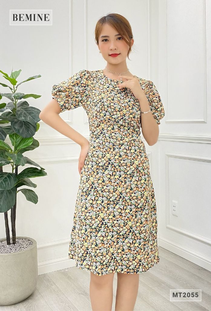 MT2055CAM - Đâm hoa tay bồng xếp ly eo
