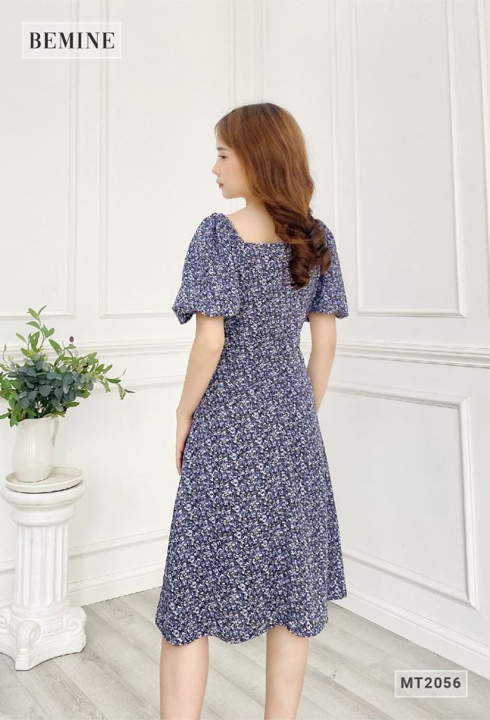 MT2056DEN - Đầm suông tay bồng cổ vuông