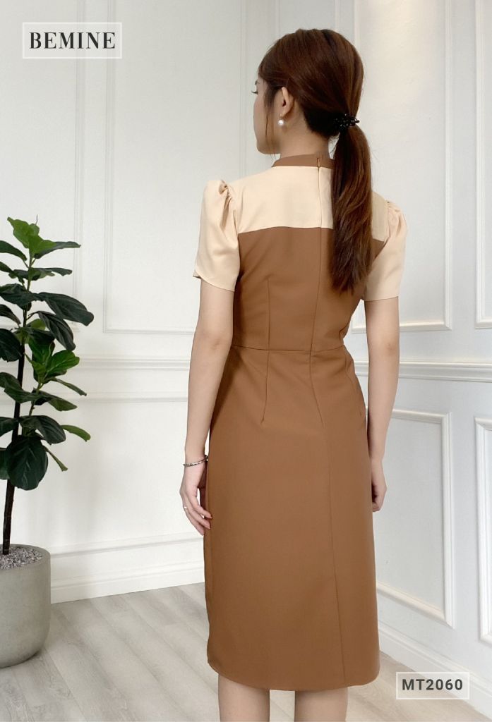 MT2060NAU - Đầm suông tay cánh sen cổ phối