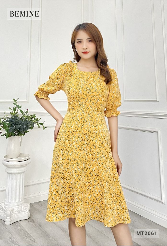 MT2061VANG - Đầm suông tay lửng bèo ngực