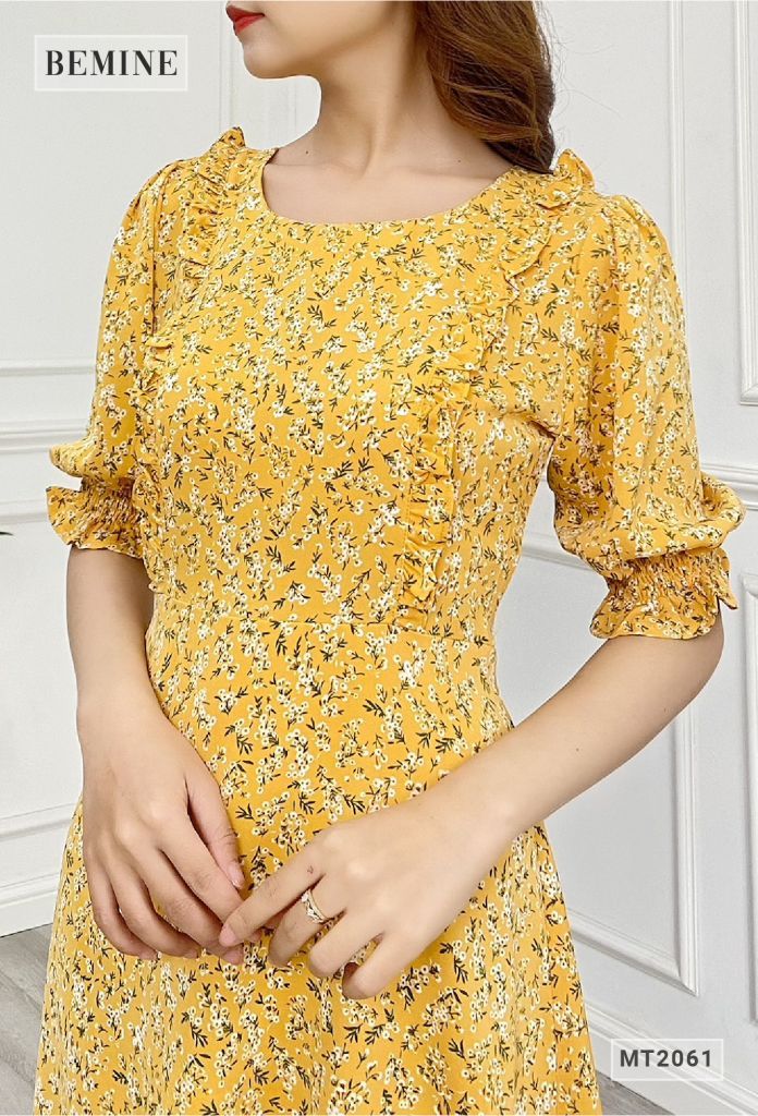 MT2061VANG - Đầm suông tay lửng bèo ngực