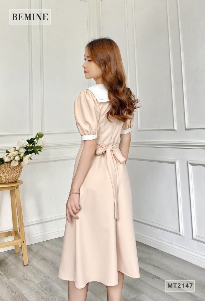 MT2147DA - Đầm 2 lá cổ dây cột eo