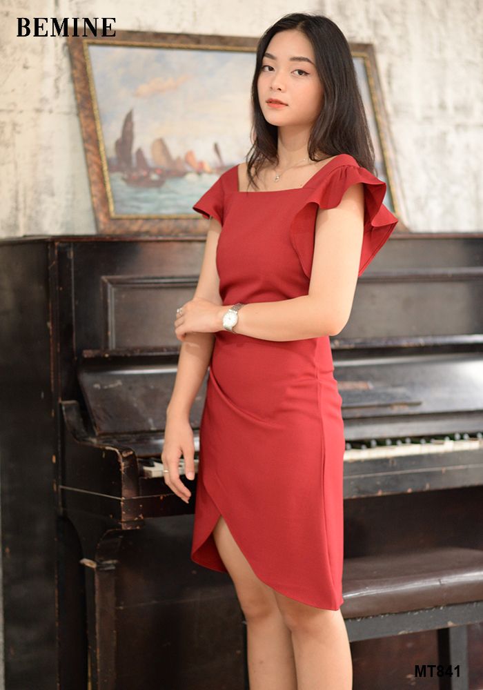 MT841 - Đầm xếp ly eo tà chéo