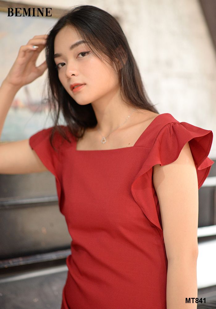 MT841 - Đầm xếp ly eo tà chéo