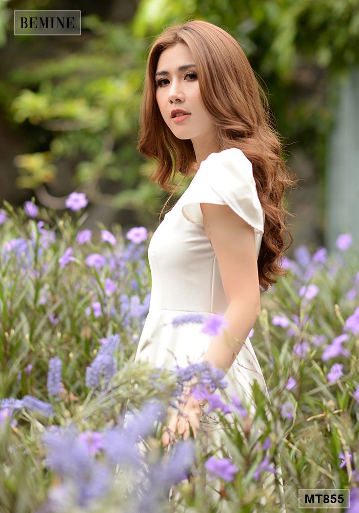 MT855TRANG - Đầm trắng tùng xoè 2 lớp tay búp sen