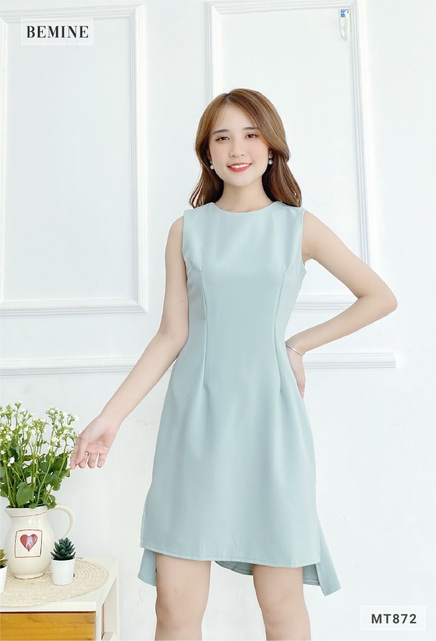 MT872XANH - Đầm xanh bèo tùng sau