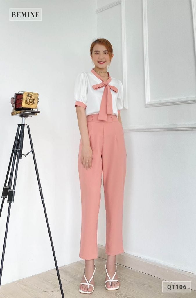 QT106HONG - Quần baggy dáng ôm