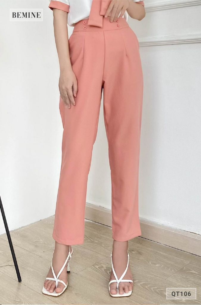 QT106HONG - Quần baggy dáng ôm
