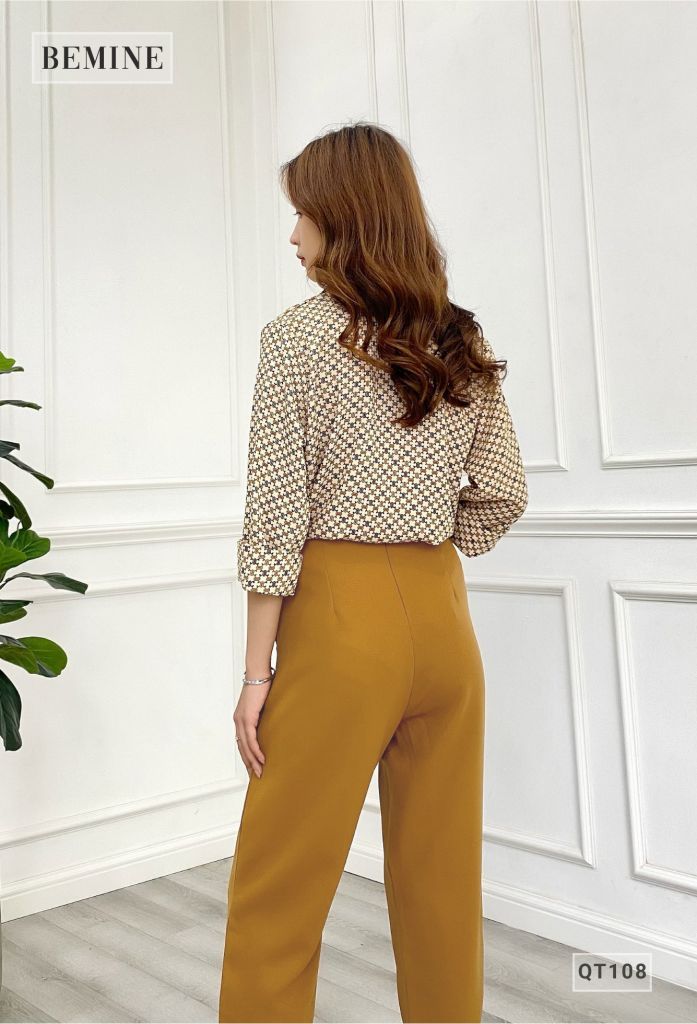 QT108NAU - Quần tây BAGGY xếp ly đai eo