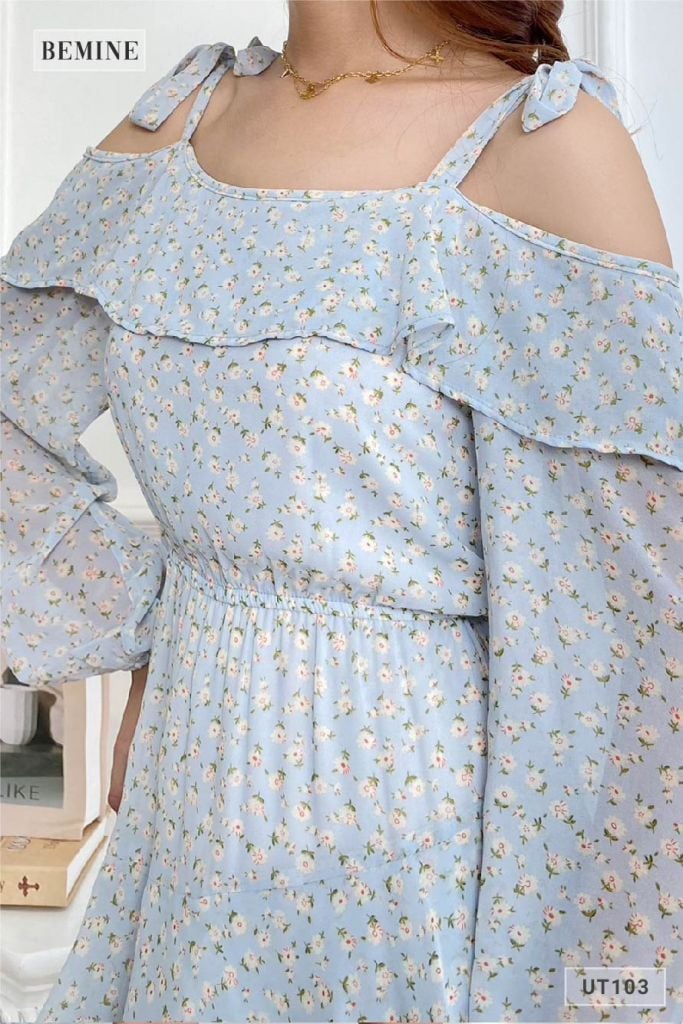 UT103XANH - Đầm hoa tầng