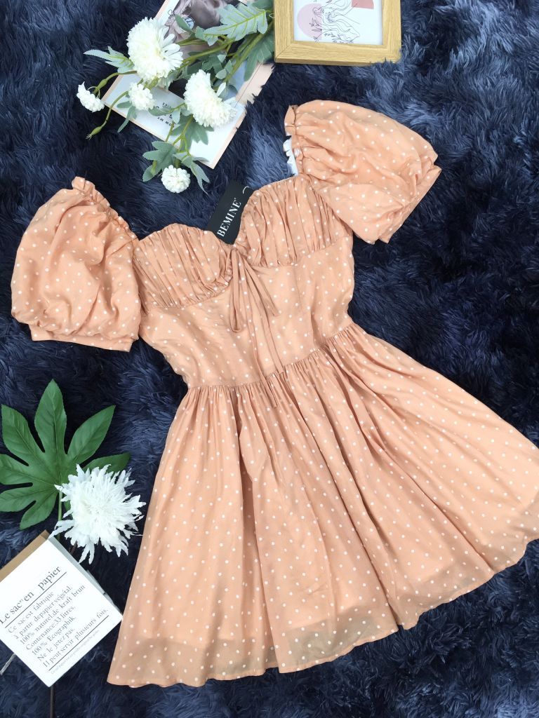 UT112CAM - Đầm xòe tay bí