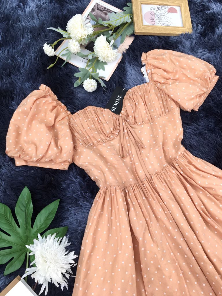 UT112CAM - Đầm xòe tay bí