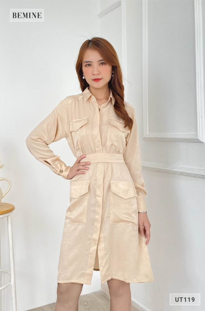 UT119DA - Đầm sơ mi cột eo