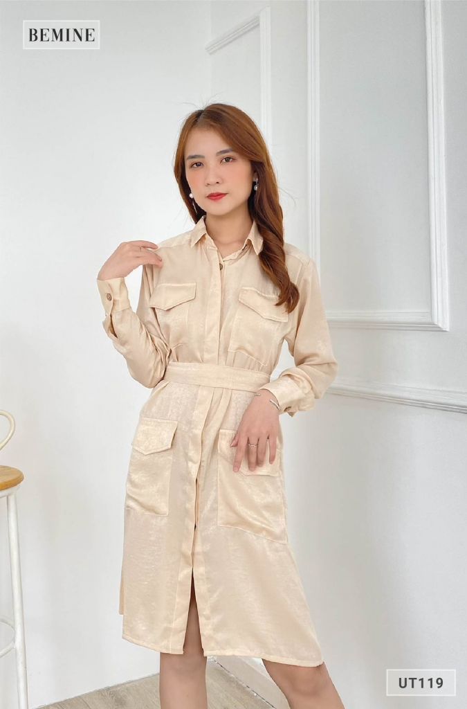 UT119DA - Đầm sơ mi cột eo