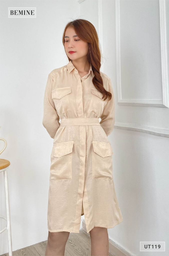 UT119DA - Đầm sơ mi cột eo