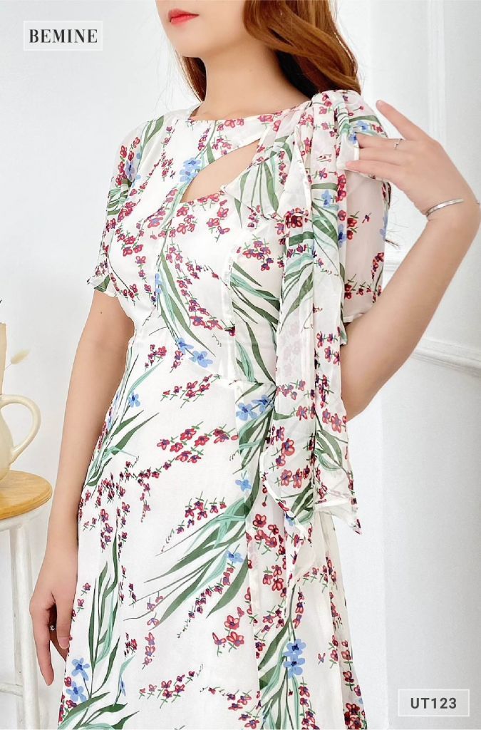 UT123TRANG - Đầm nơ vai khoét ngực