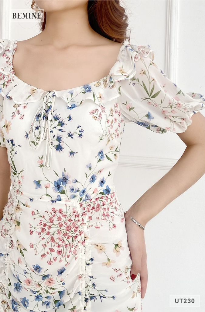 UT230TRANG - Đầm bông đuôi cá