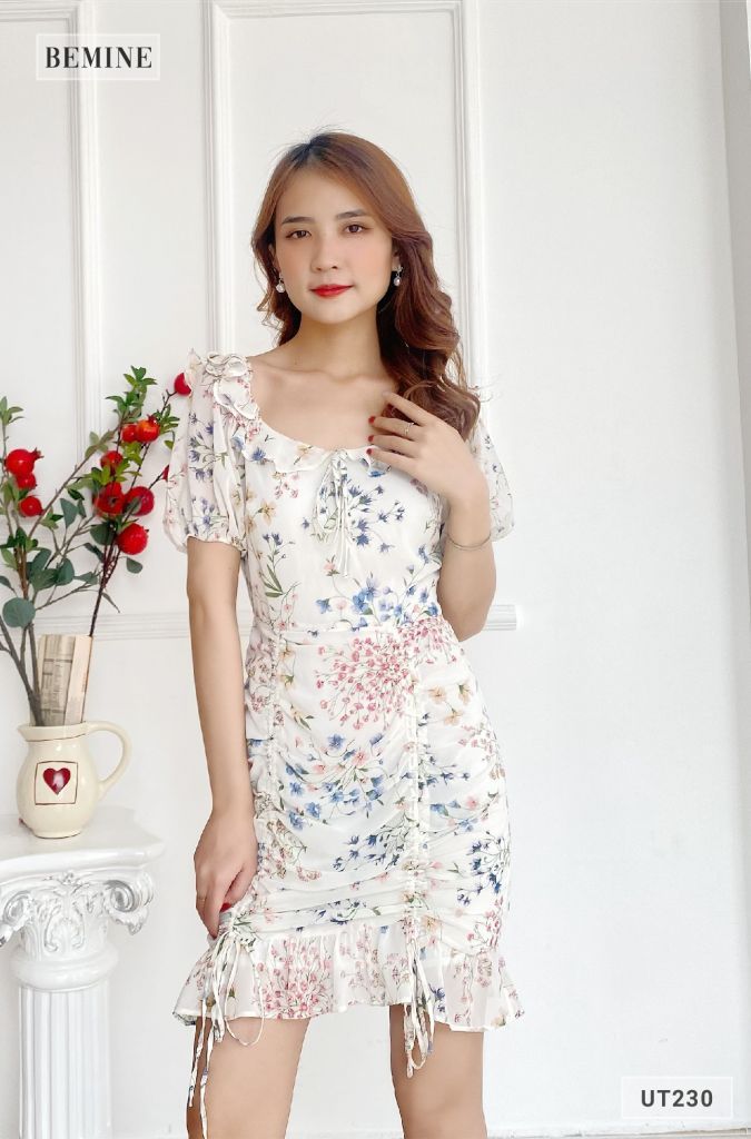 UT230TRANG - Đầm bông đuôi cá