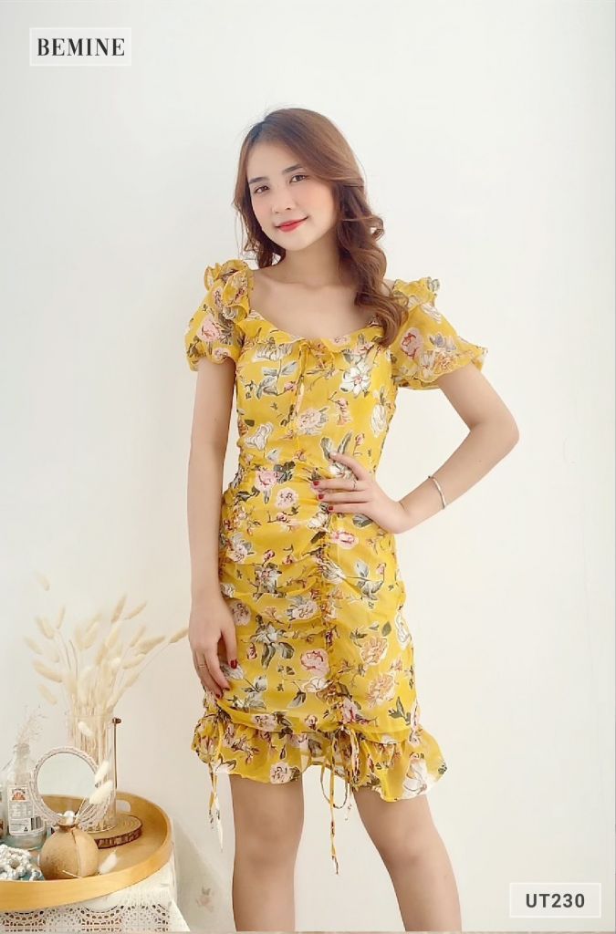 UT230VANG - Đầm bông đuôi cá