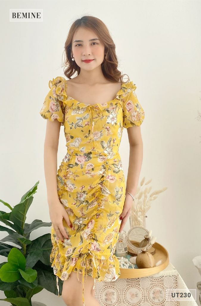 UT230VANG - Đầm bông đuôi cá