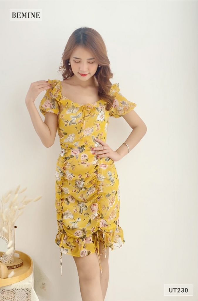 UT230VANG - Đầm bông đuôi cá