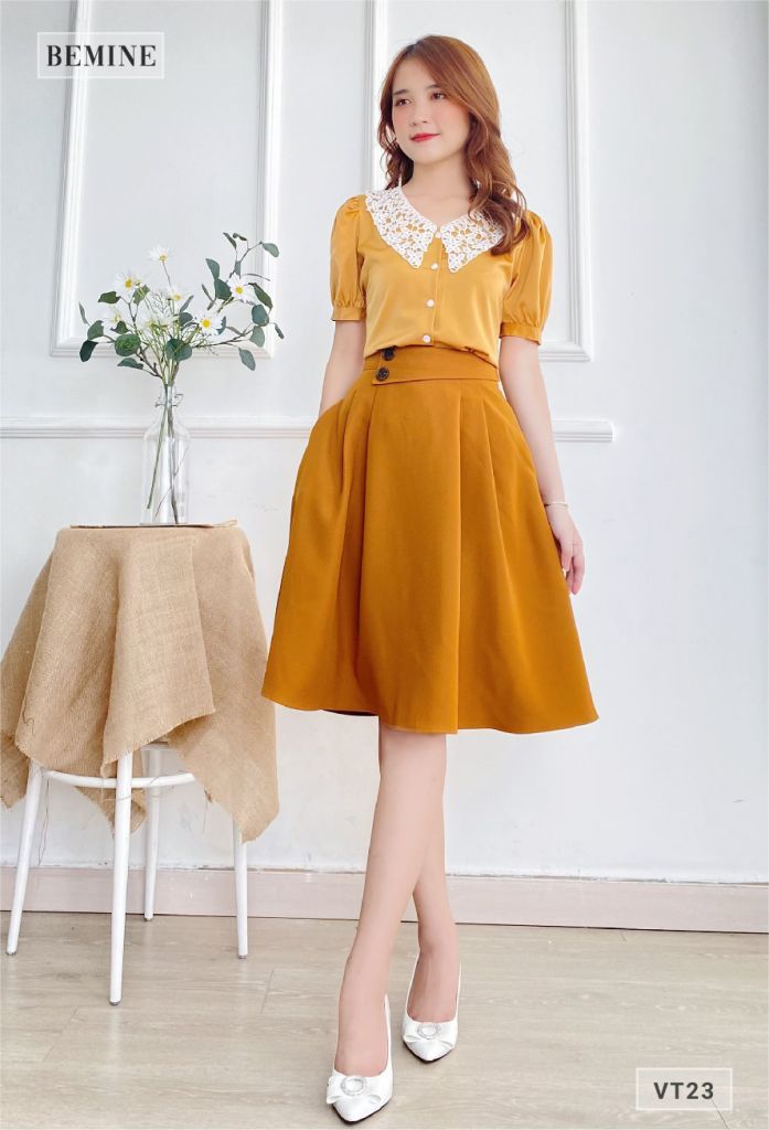 VT23NAU - Chân váy xòe xếp ly