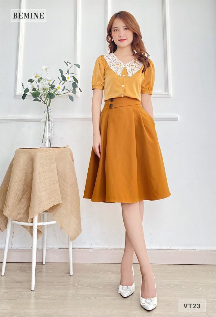 VT23NAU - Chân váy xòe xếp ly
