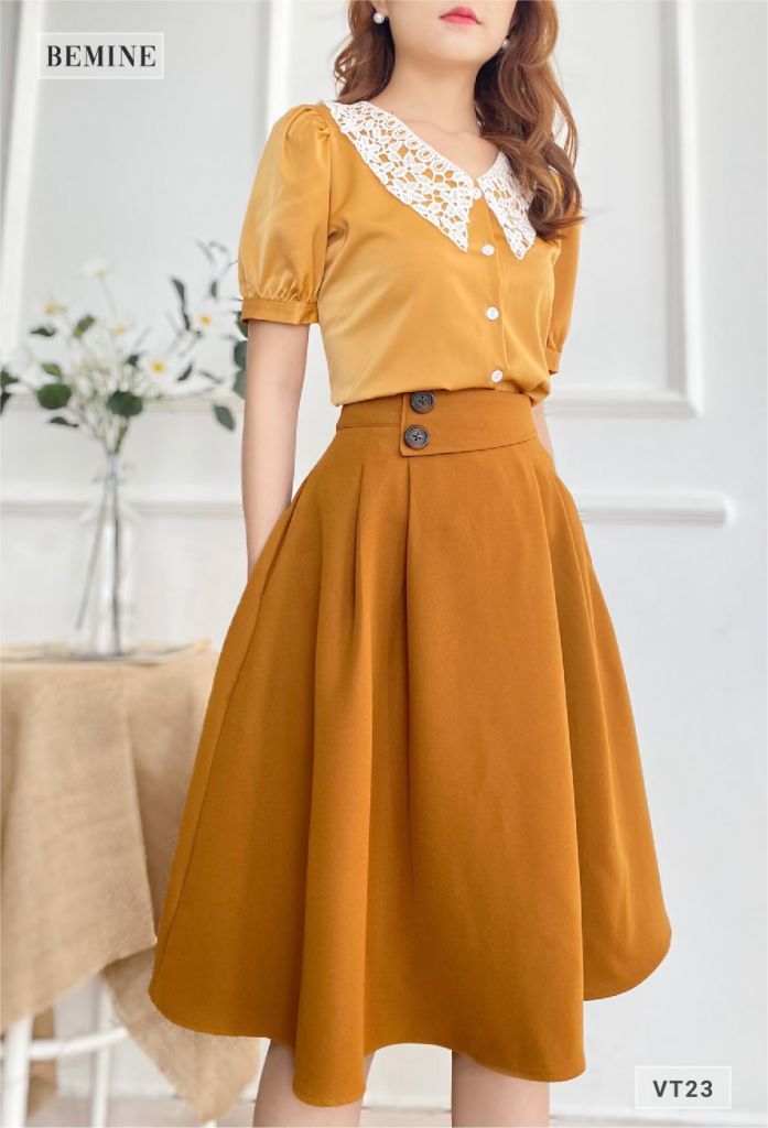 VT23NAU - Chân váy xòe xếp ly