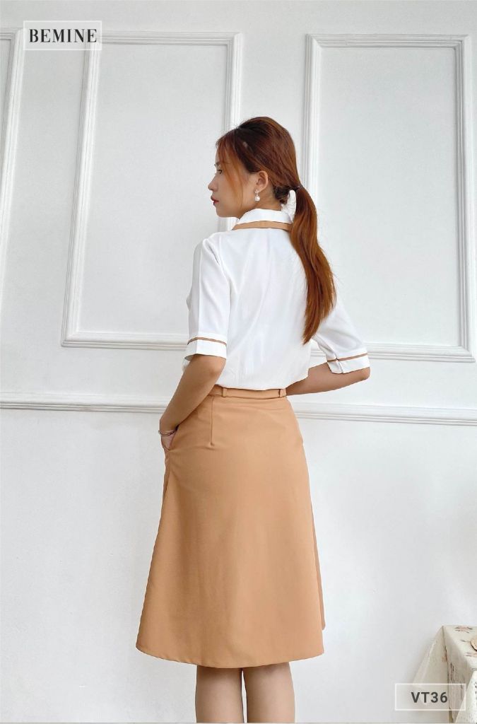 VT36DA - Chân váy suông xếp ly tùng