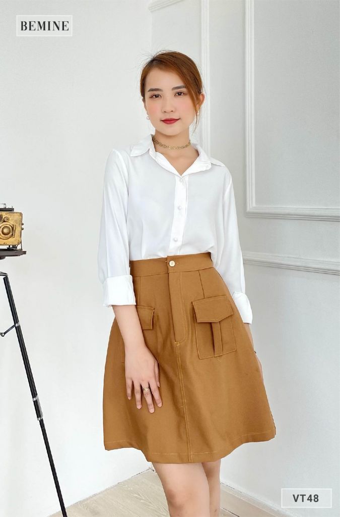 VT48NAU - Chân váy chỉ nổi 2 túi