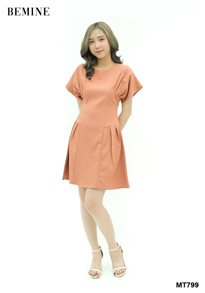 MT799GACH - Đầm xếp ly ngực tay cánh dơi
