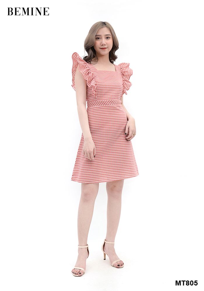 MT805DO - Đầm caro bèo tay