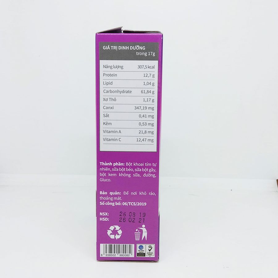 Bột Khoai Lang Tím Latte Chính Sơn 180g (18g x 10 gói)