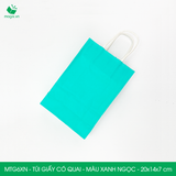  MTG6XN - 20x14x7 cm - Túi giấy có quai màu xanh ngọc 