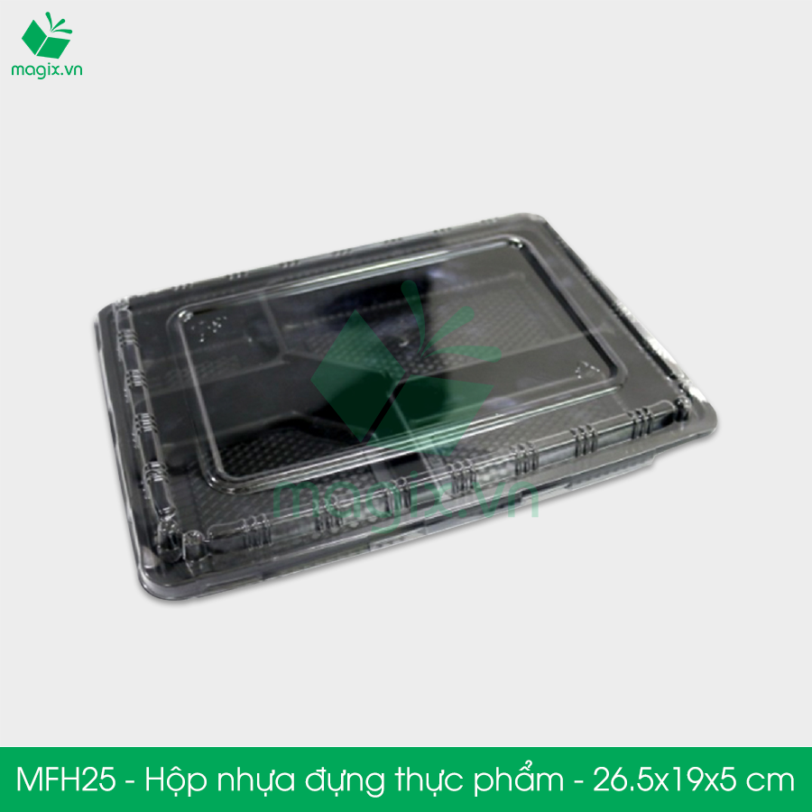 MFH25 - Hộp nhựa đế đen nắp trong HT25 - 26.5x19x5 cm