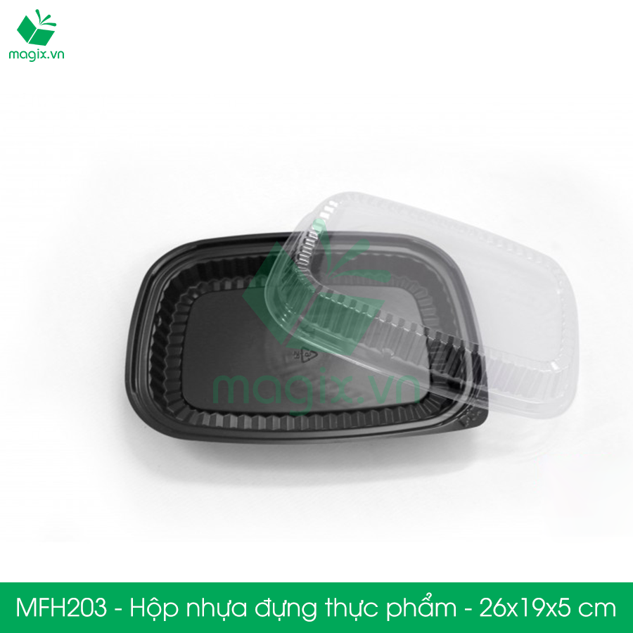 MFH203 - Hộp nhựa đế đen nắp trong HT203 - 26x19x5 cm