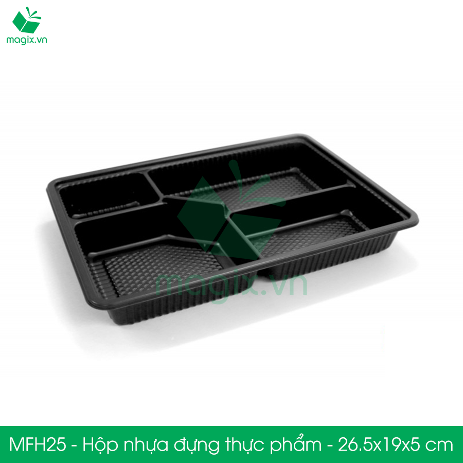 MFH25 - Hộp nhựa đế đen nắp trong HT25 - 26.5x19x5 cm