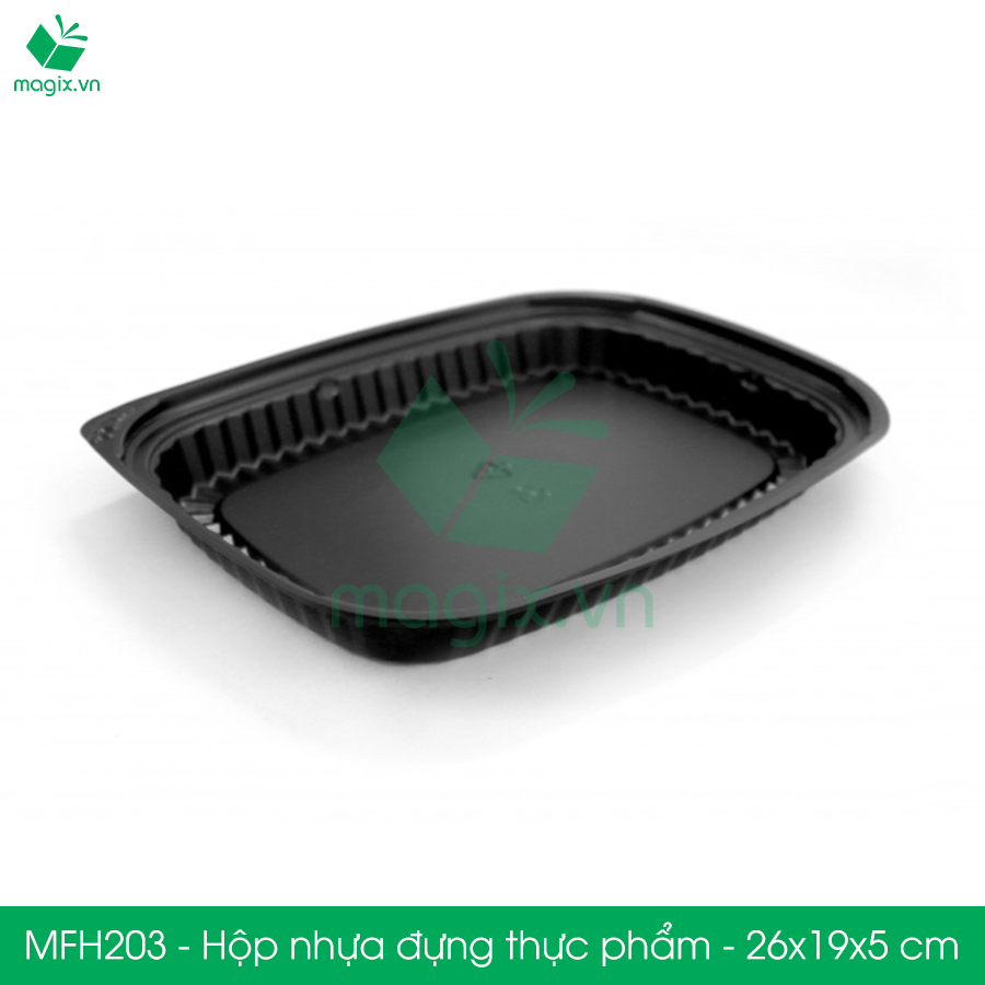 MFH203 - Hộp nhựa đế đen nắp trong HT203 - 26x19x5 cm