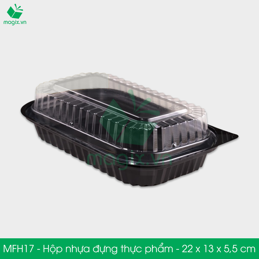 MFH17 - Hộp nhựa đế đen nắp trong HT17 - 22x13x5.5 cm