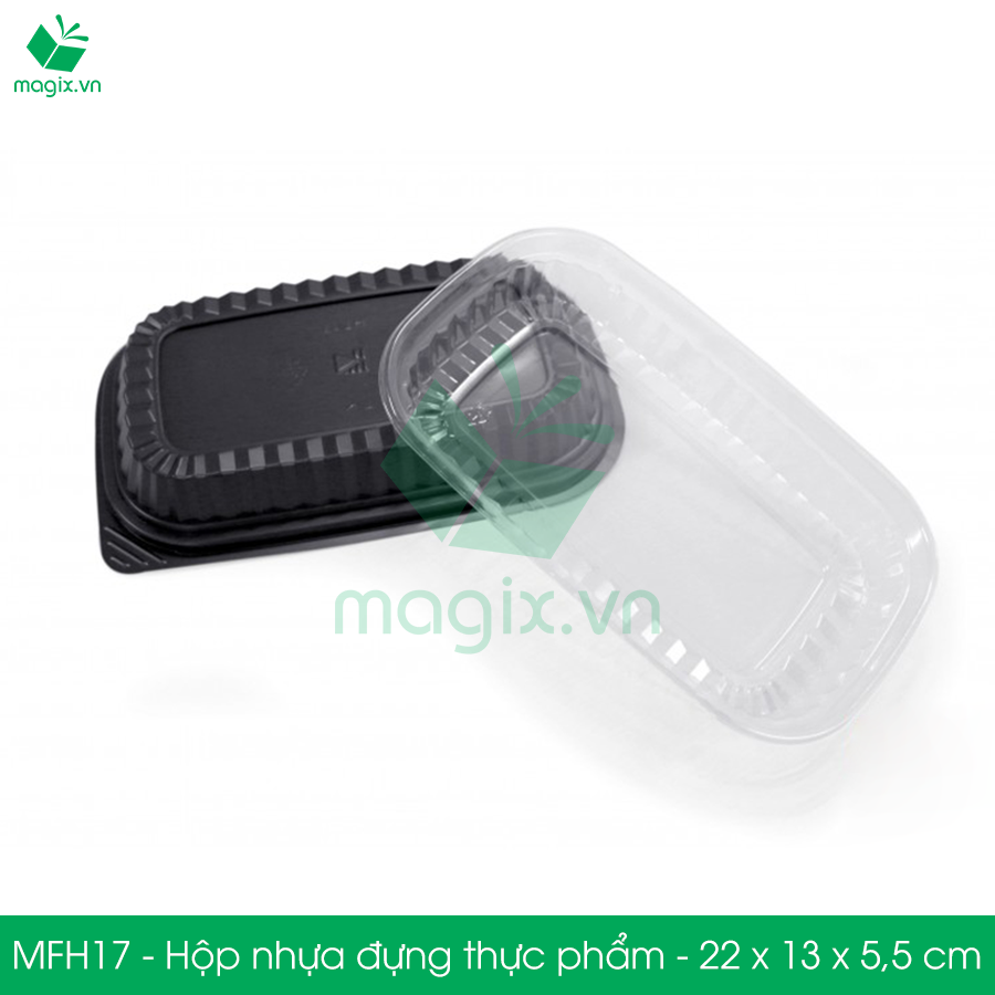 MFH17 - Hộp nhựa đế đen nắp trong HT17 - 22x13x5.5 cm