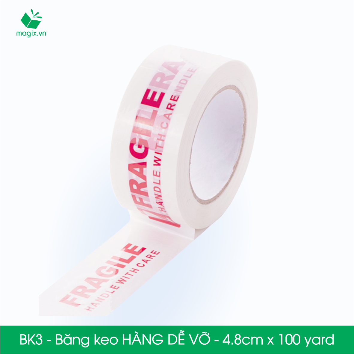 BK3 - 4.8cmx100yard - Băng keo HÀNG DỄ VỠ - Băng dính niêm phong đóng hàng