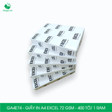  GA4E74 - Giấy in A4 Excel 72gsm - 400 tờ/1 ram 