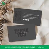  MCT01 - Card Thank you - Thiệp cảm ơn - C300 - Đen trắng - 9x5.4 cm [50 cái/pack] 