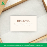  MCT07 - Card Thank you - Thiệp cảm ơn - C300 - In nhiều màu - 9x5.4 cm [50 cái/pack] 