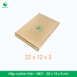  MD1 - 22x12x3 cm  - Thùng hộp carton - Hộp dẹt trơn đóng hàng 