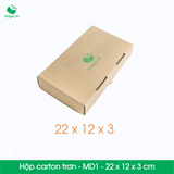  MD1 - 22x12x3 cm  - Thùng hộp carton - Hộp dẹt trơn đóng hàng 