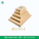  MD1 - 22x12x3 cm  - Thùng hộp carton - Hộp dẹt trơn đóng hàng 