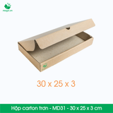  MD31 - 30x25x3 cm - Thùng hộp carton - Hộp dẹt trơn đóng hàng 