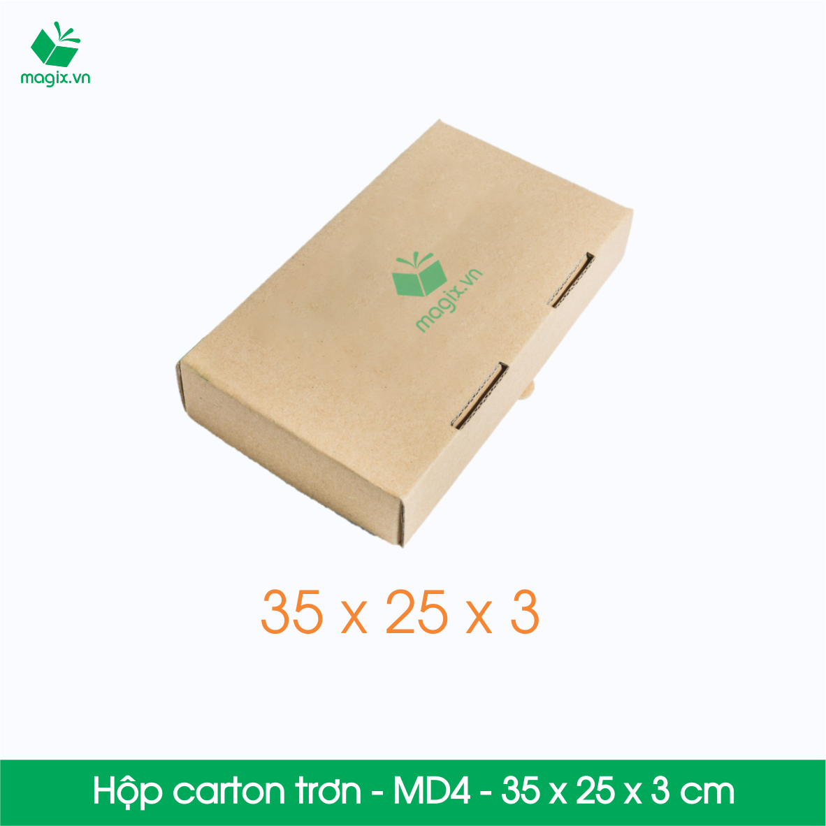 MD4 - 35x25x3 cm - Thùng hộp carton - Hộp dẹt trơn đóng hàng