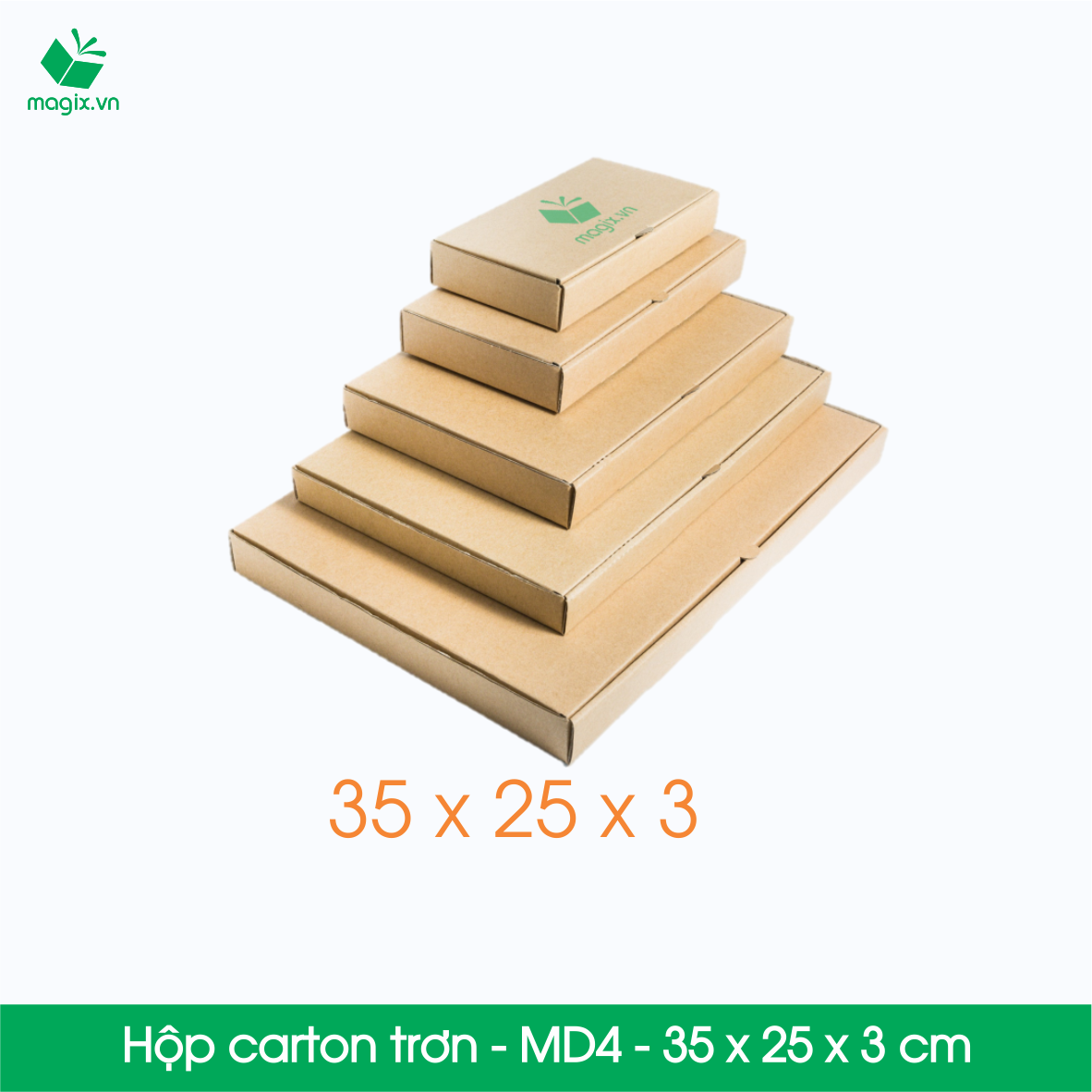 MD4 - 35x25x3 cm - Thùng hộp carton - Hộp dẹt trơn đóng hàng